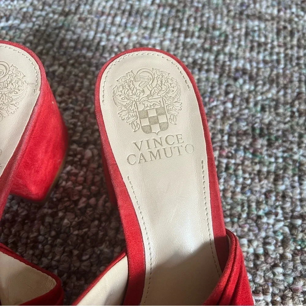 Vince Camuto Red Bow Heeled Slides Size 7.5